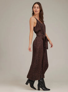 V-neck maxi dress - brown snake print
