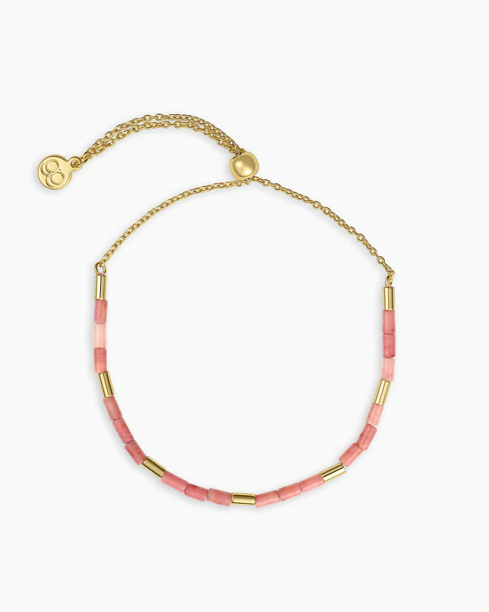 Power gemstone tatum bracelet for compassion - gold / rhodocrosite