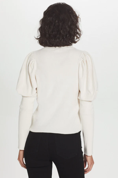Inside out big puff sleeve sweatshirt - white sand