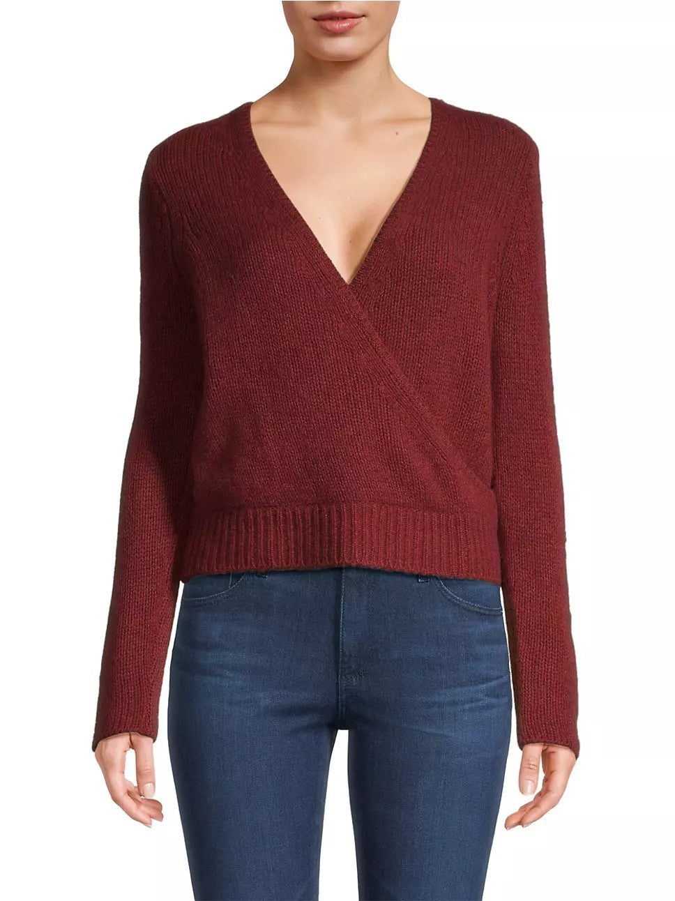 Cashmere featherweight wrap top - russet heather