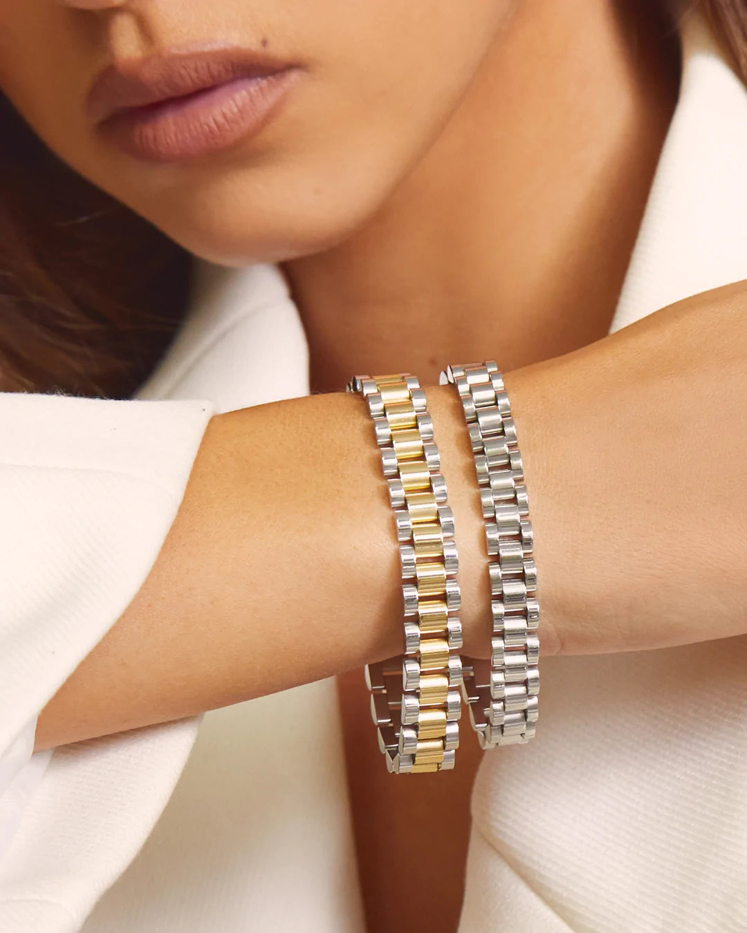 Two-toned timepiece bracelet - combo