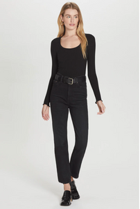 Icon scoop scoop neck top - black