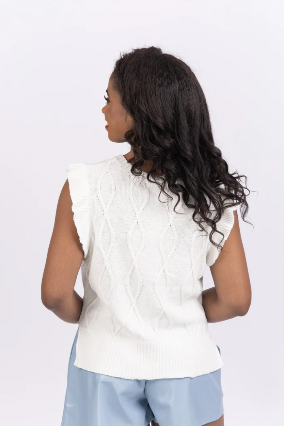 River cable knit top - ivory