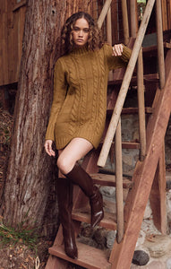 Sage cable sweater dress - camel