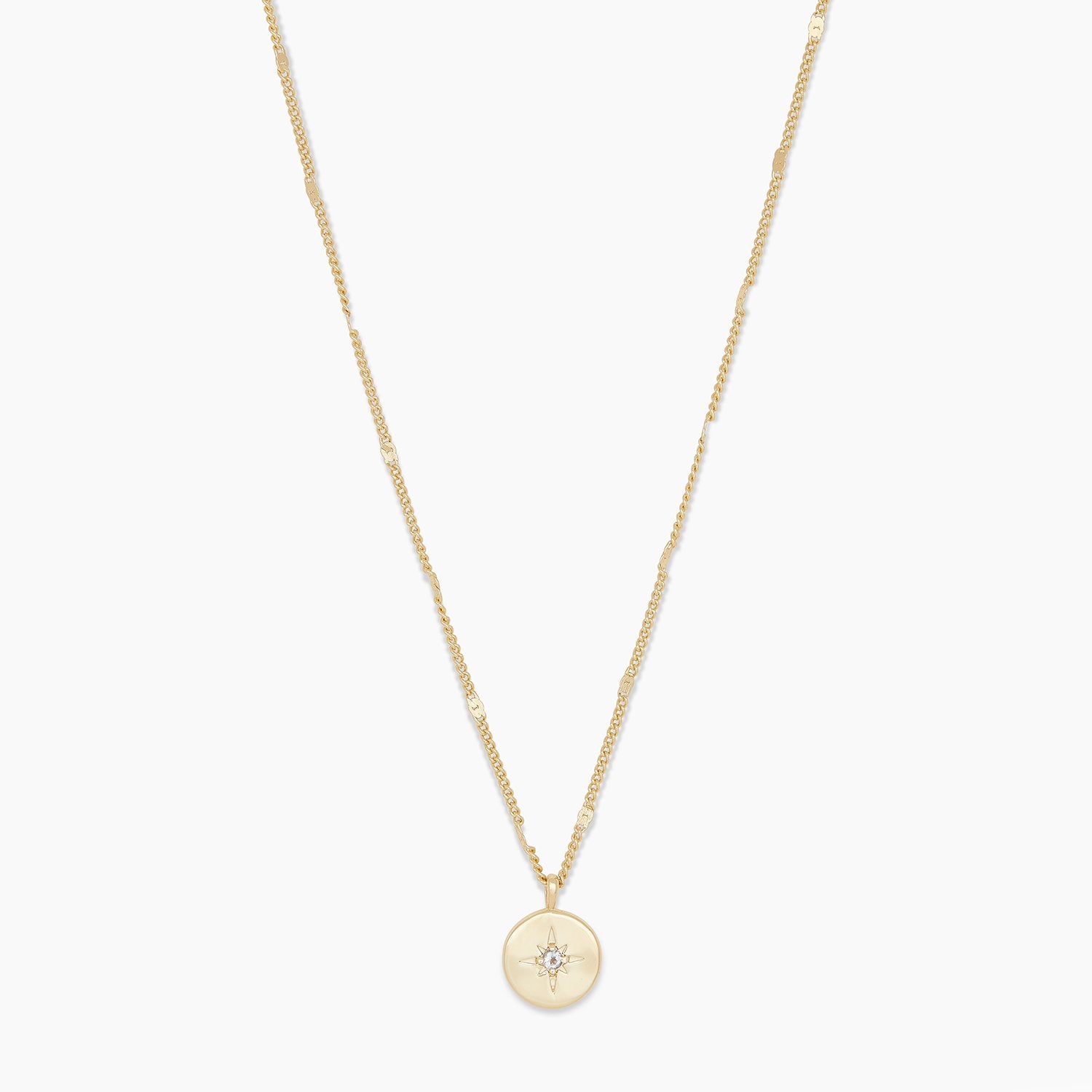 Power birthstone coin necklace - March / aquamarine