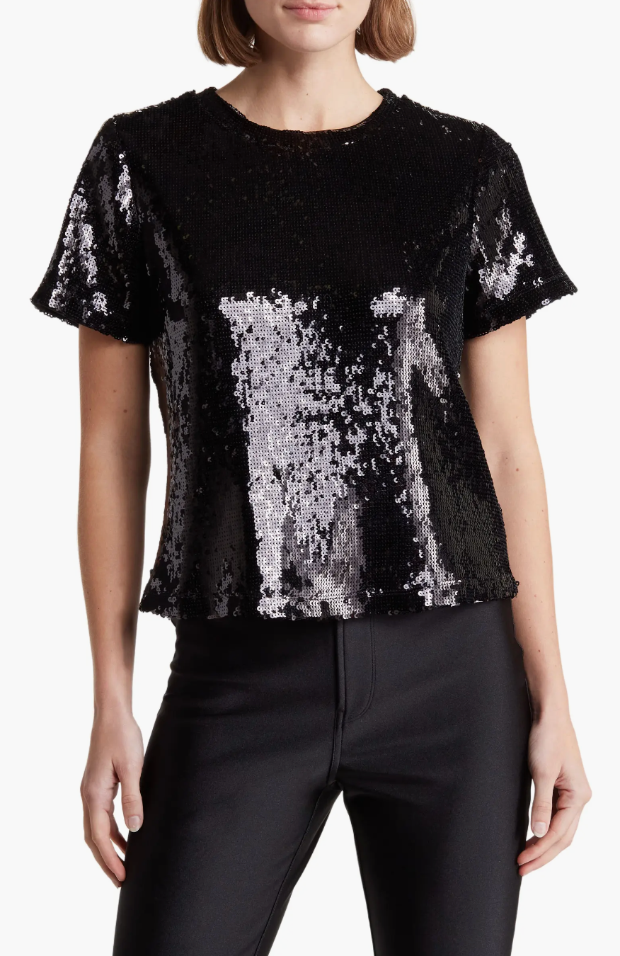 Perfect sequin tee - black