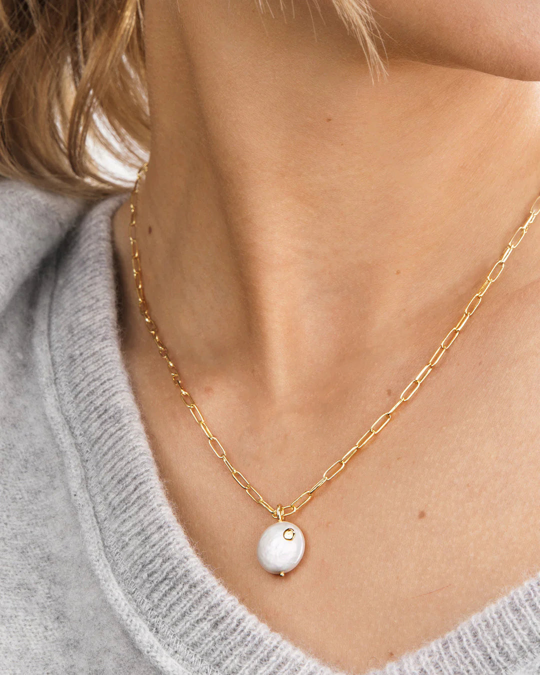 Reese pearl necklace - gold