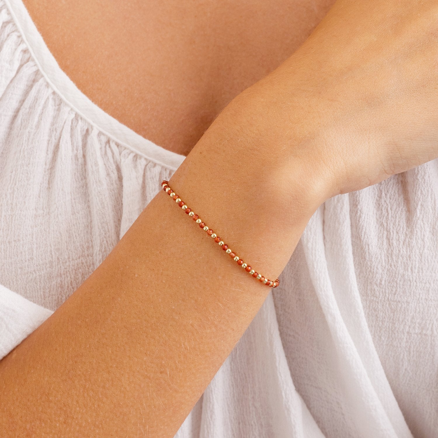 Power gemstone brooks bracelet for confidence - gold / orange agate