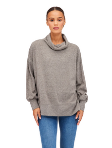 Funnel neck zipper top - taupe
