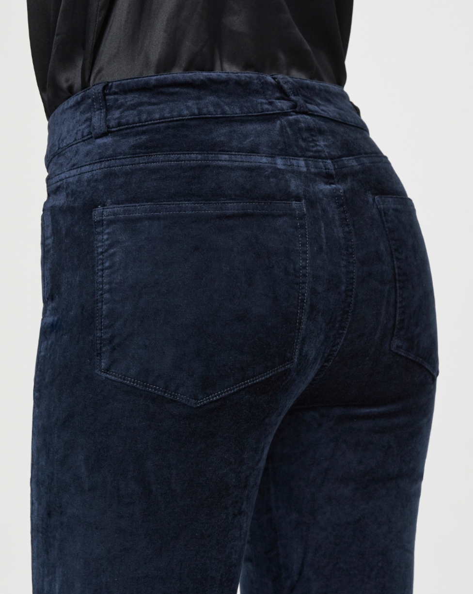 Cindy high waisted twist seam straight velvet - deep navy