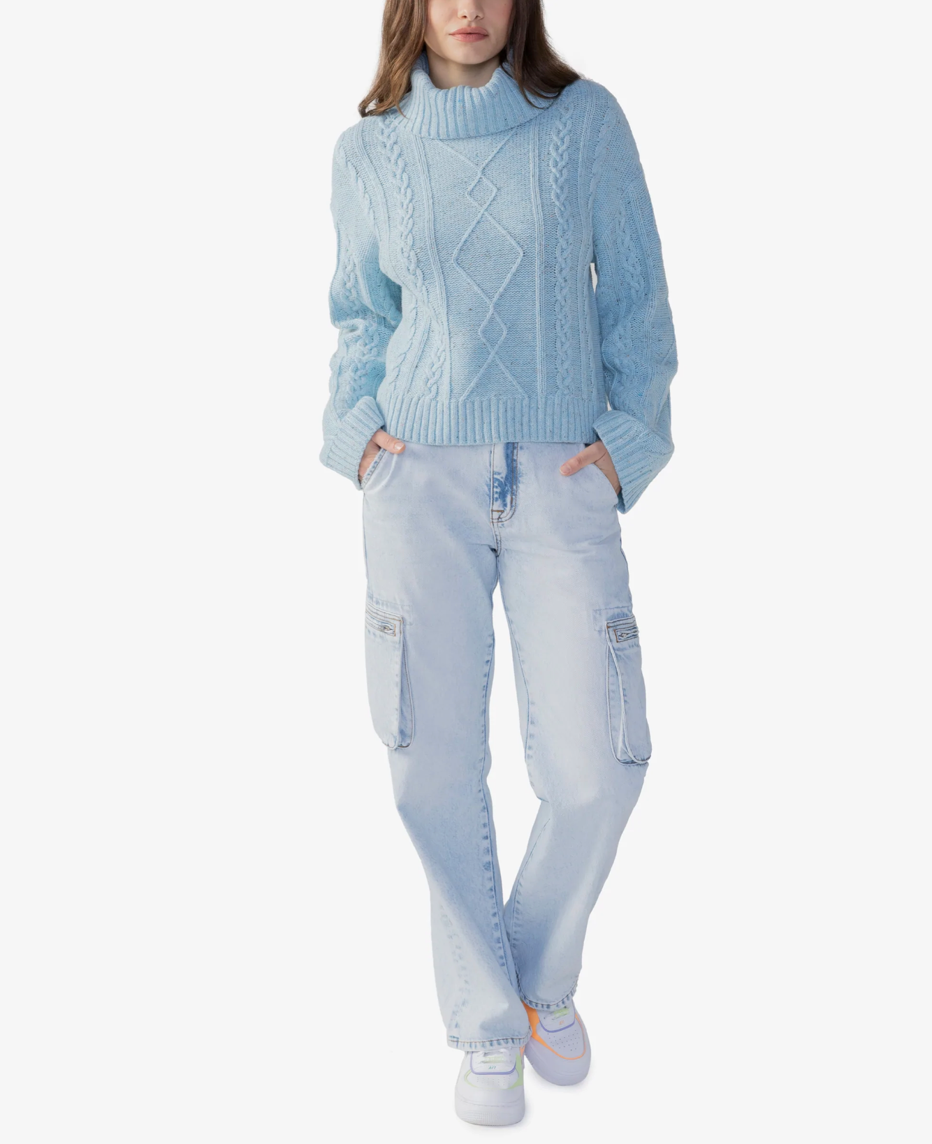 Mod cable sweater - frosty blue