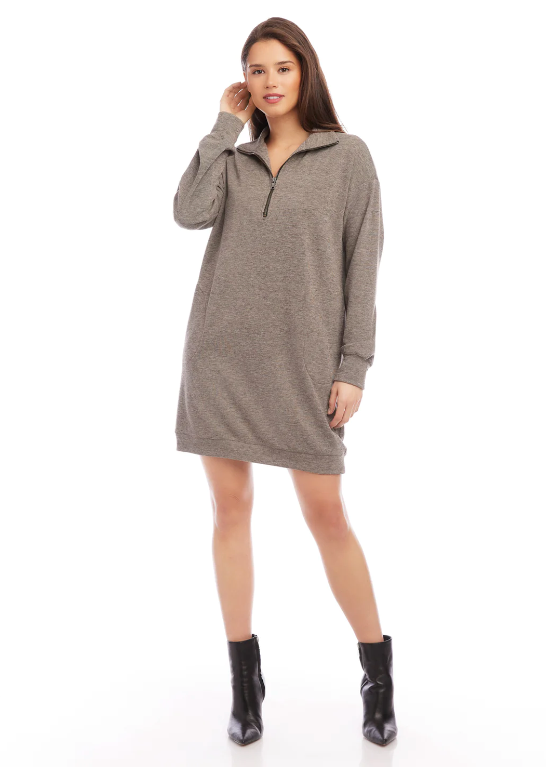 Zip up dress - taupe