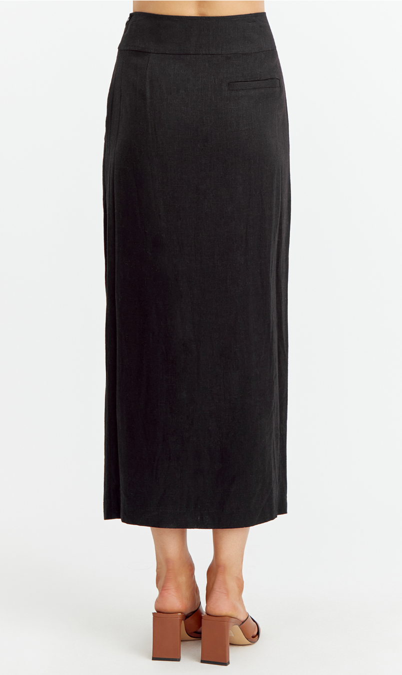 Vicki front slit midi skirt - black